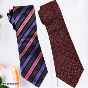 Lot of 2 Silk Ties Hand Made Roberto Villini & Bocara Men’s